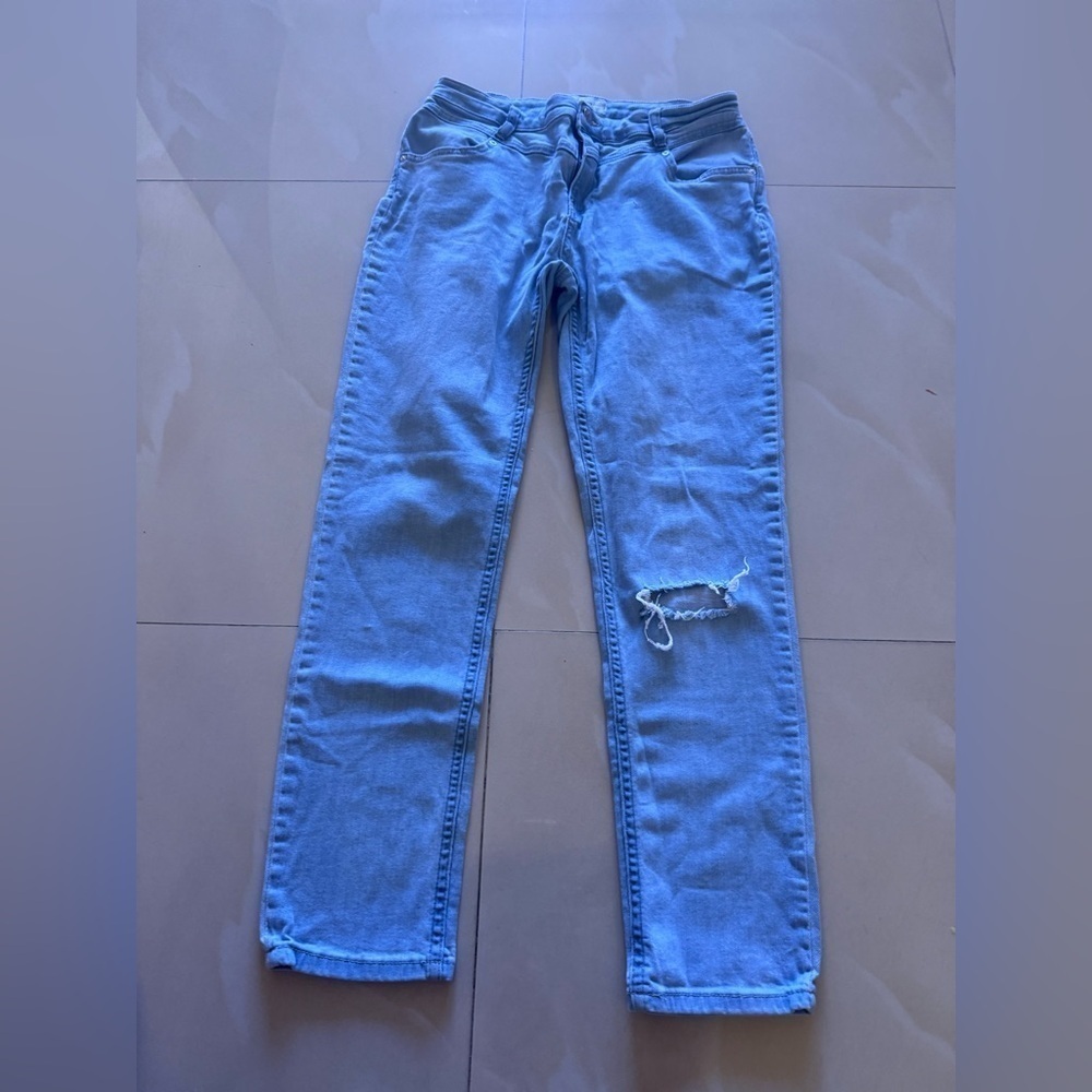 Free people jenas light Blue Distressed Jeans size 29 W pocket zipper - Picture 6 of 13